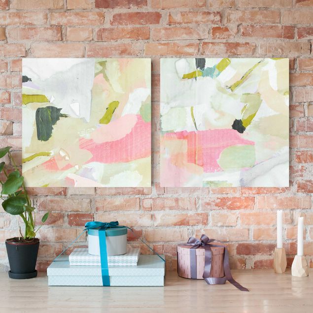 Abstract canvas wall art Chime In Rosé Set I