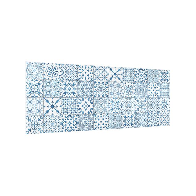 Patterned glass splashbacks Pattern Tiles Blue White