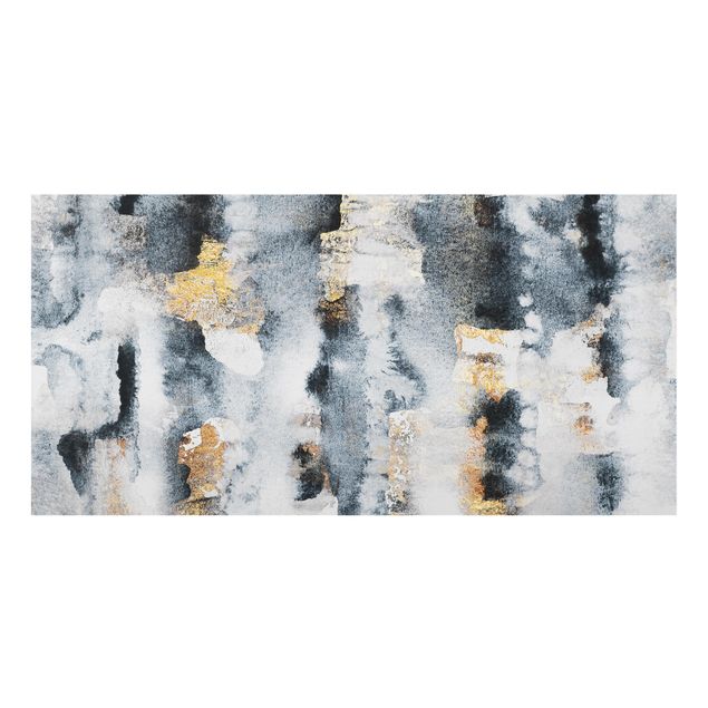 Glass splashback kitchen abstract Abstract Watercolor With Gold