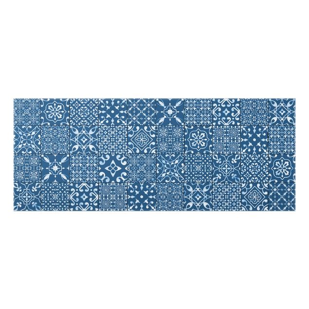 Glass splashback Pattern Tiles Navy White