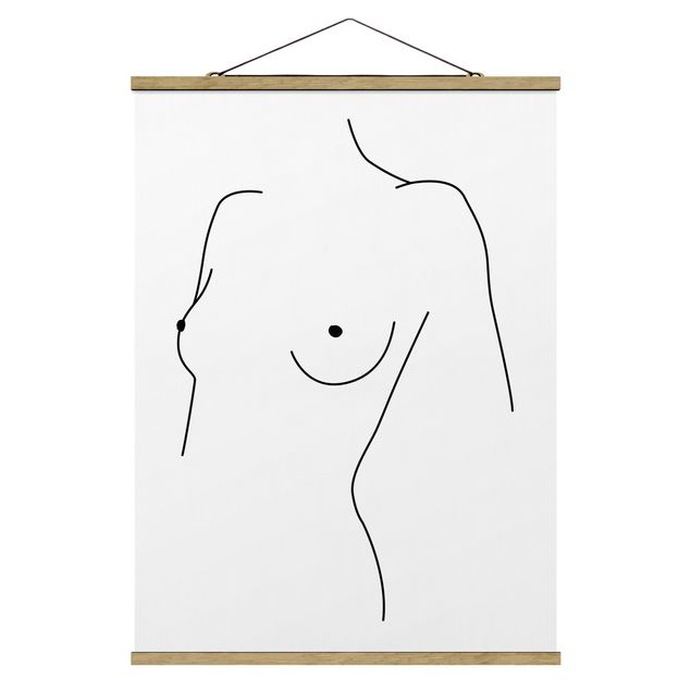 Prints abstract Line Art Nude Bust Woman Black And White