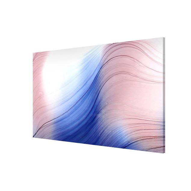 Abstract canvas wall art Mottled Colours Blue With Light Pink