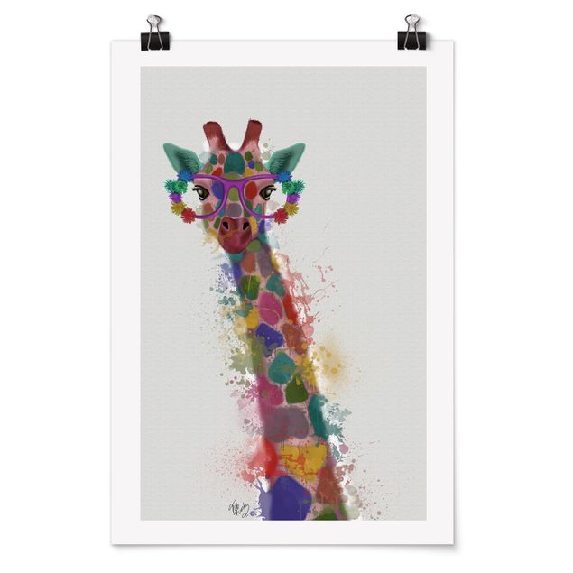 Modern art prints Rainbow Splash Giraffe