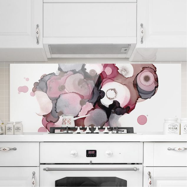 Kitchen Pink Beige Drops With Pink Gold