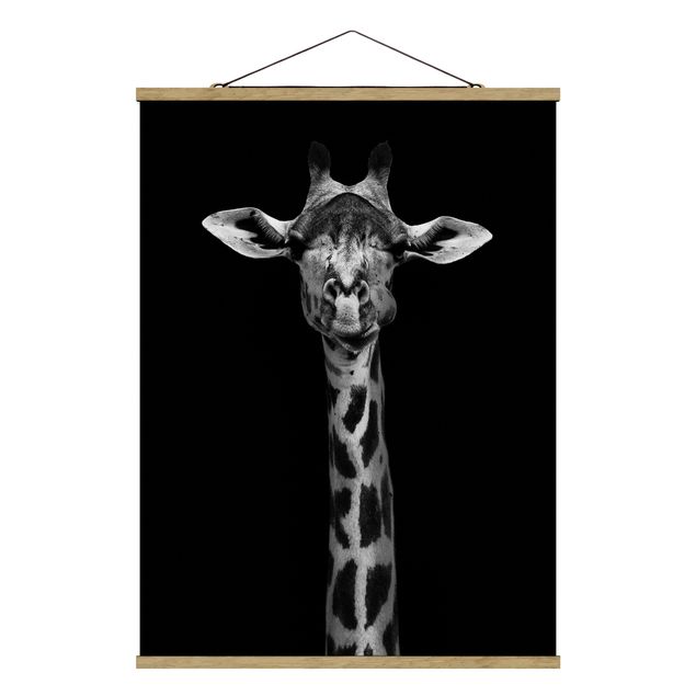 Prints modern Dark Giraffe Portrait