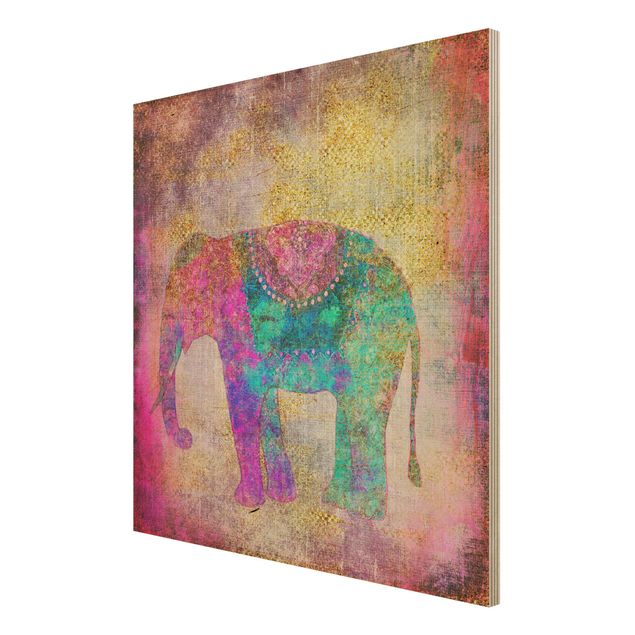 Prints Colourful Collage - Indian Elephant