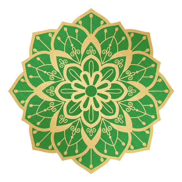 Mandala wall decal Mandala Flower Pattern Gold Green