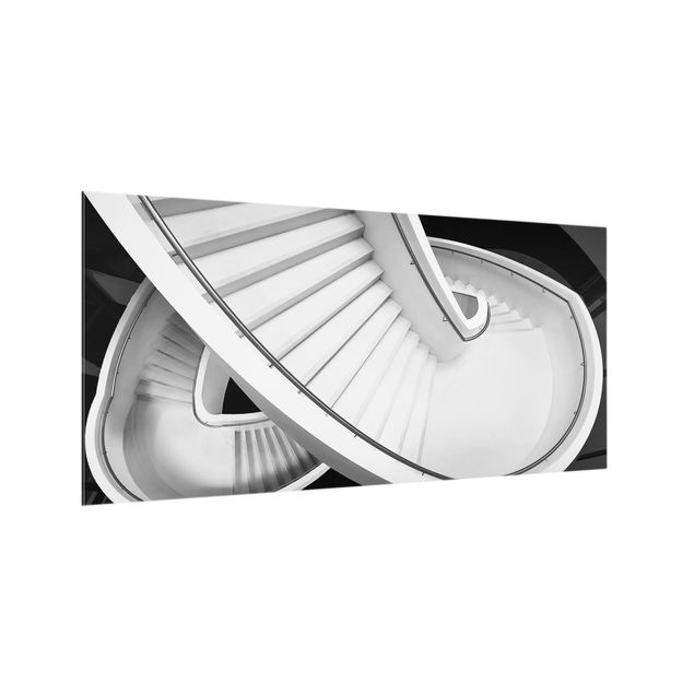Glass splashback kitchen Black And White Architecture Of Stairs