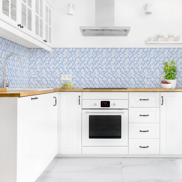 Kitchen splashback patterns Mosaic Tiles Light Blue