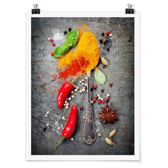 Orange canvas wall art Spoon With Spices