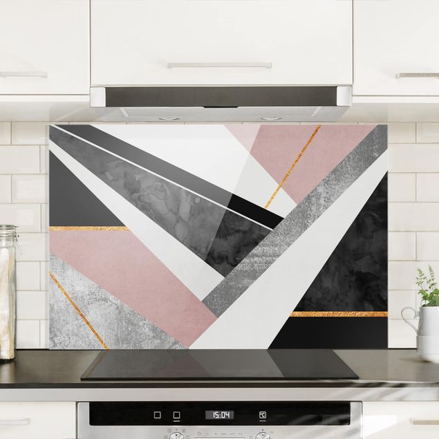 Kitchen Black And White Geometry With Gold