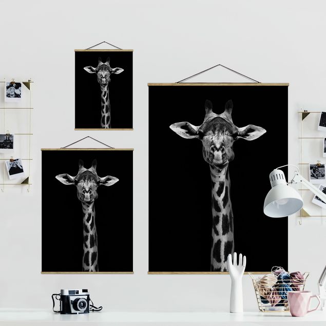 Black and white wall art Dark Giraffe Portrait