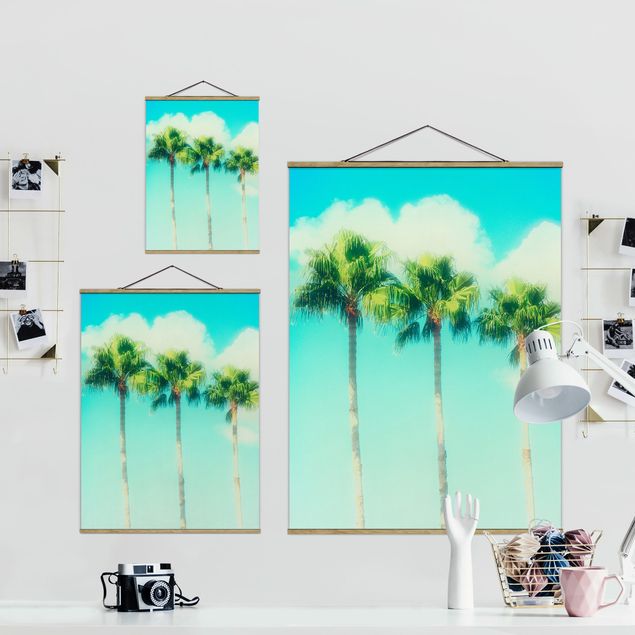 Navy wall art Palm Trees Against Blue Sky