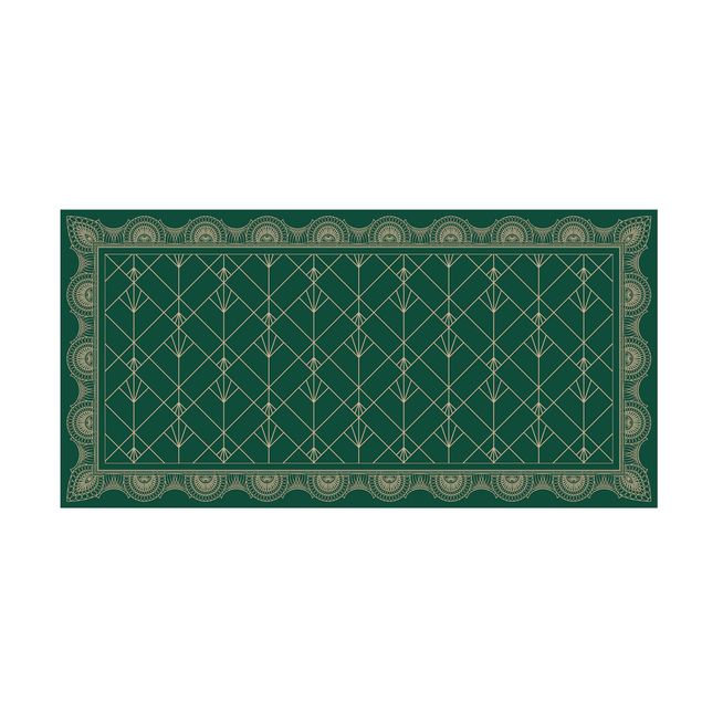 contemporary rugs Art Deco Palm With Border