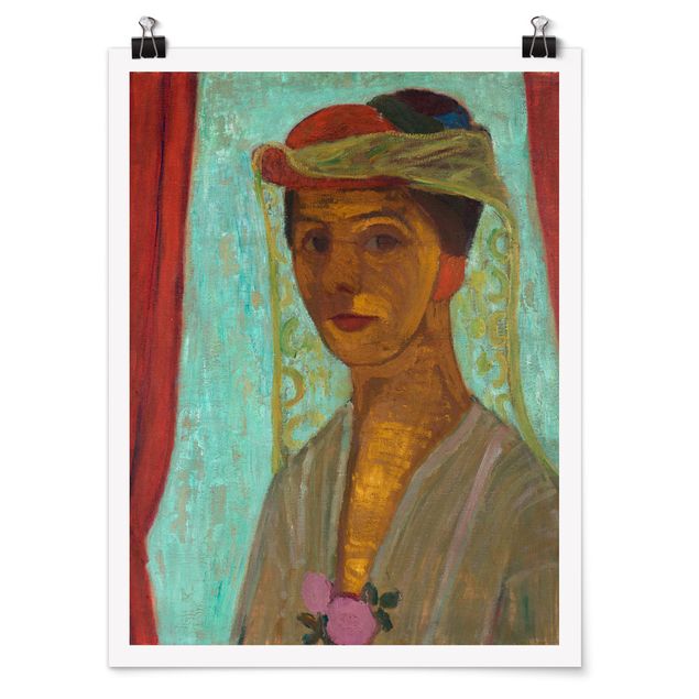 Canvas art Paula Modersohn-Becker - Self-Portrait with a Hat and Veil