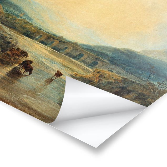 Art posters William Turner - Abergavenny Bridge, Monmouthshire: Clearing Up After A Showery Day