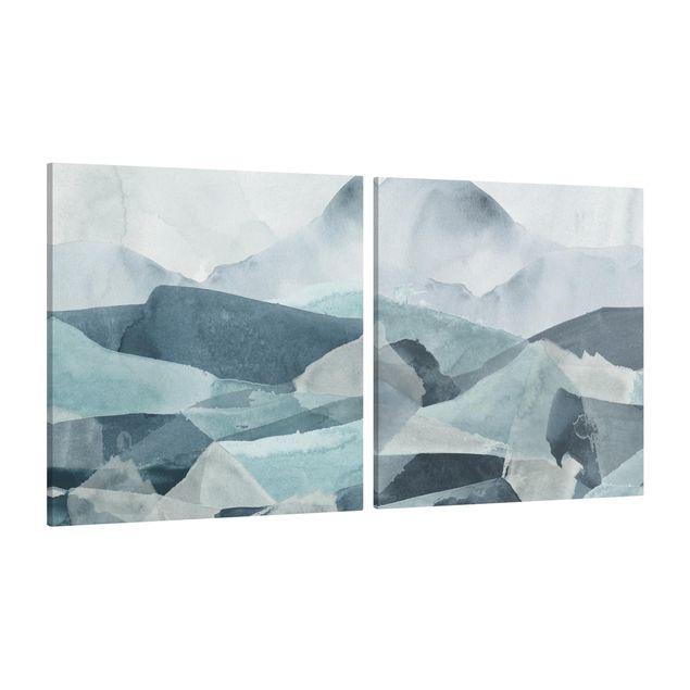 Contemporary art prints Waves In Blue Set I