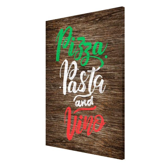 Magnet boards wood Pizza Pasta and Vino On Wooden Board