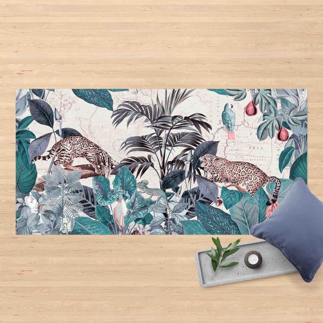 Outdoor rugs Vintage Collage -  Big Cats In The Jungle