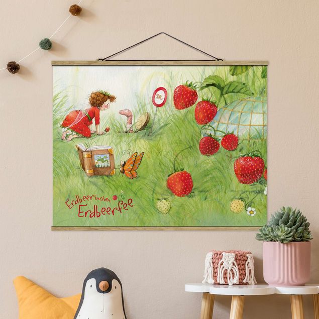 Nursery decoration Little Strawberry Strawberry Fairy- With Worm Home
