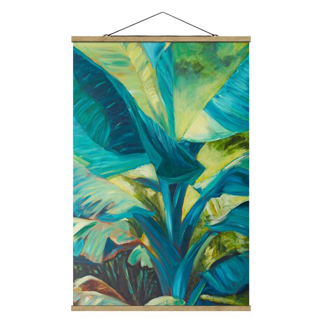Prints modern Banana Leaf With Turquoise II