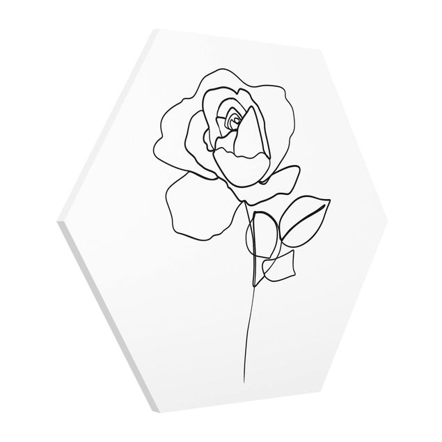 Floral canvas Line Art Rose Black White