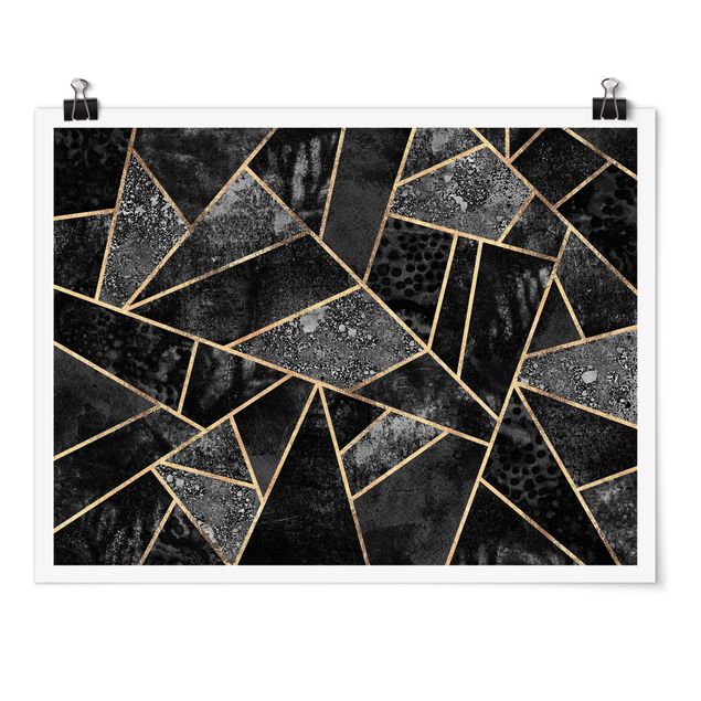 Abstract canvas wall art Grey Triangles Gold