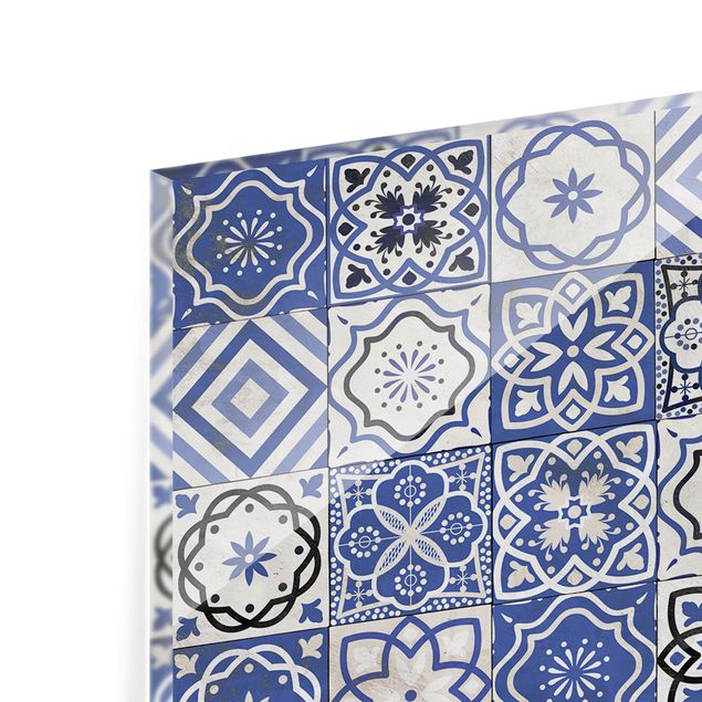 Glass Splashback - Mediterranean Tile Pattern - Panoramic