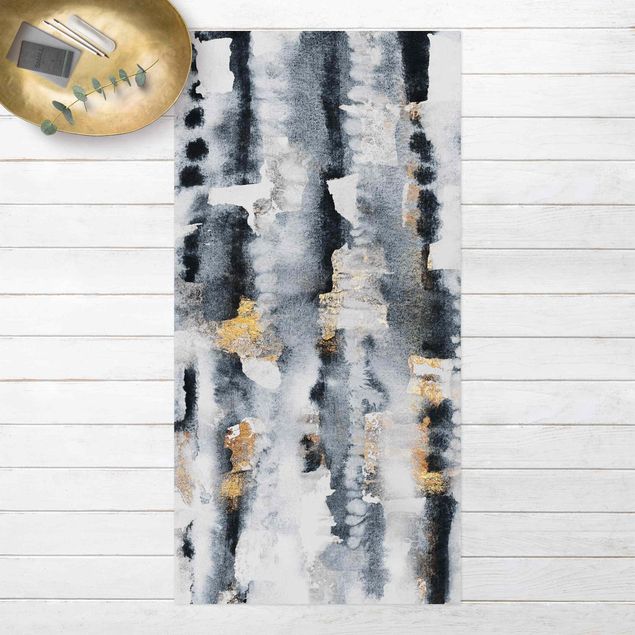 outdoor patio rugs Abstract Watercolour With Gold
