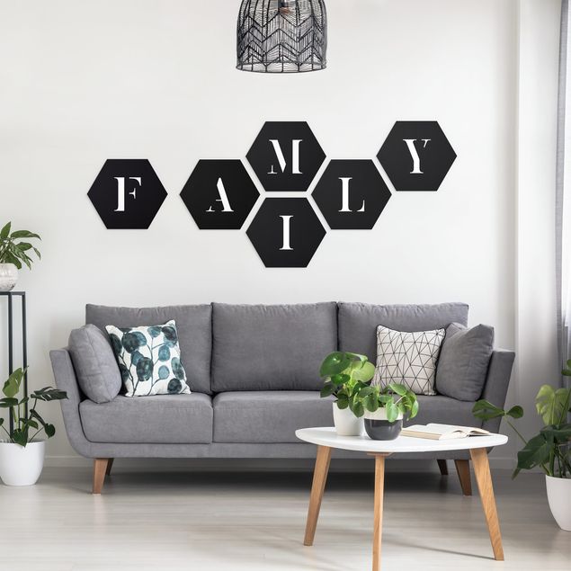 Family canvas wall art Letters FAMILY White Set II