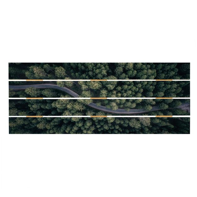 Wood prints Aerial View - Forest Road From The Top