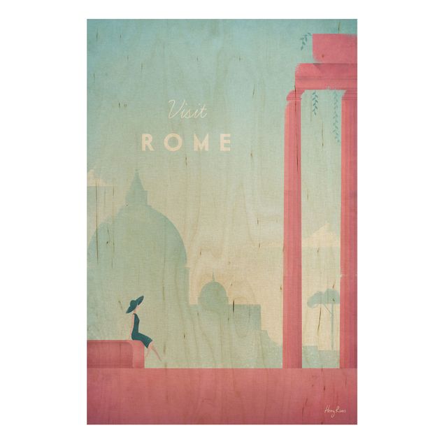 Vintage wood prints Travel Poster - Rome