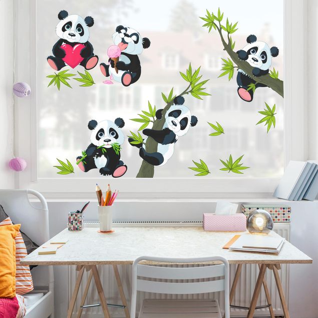 Kids room decor Panda Bear Set Heart