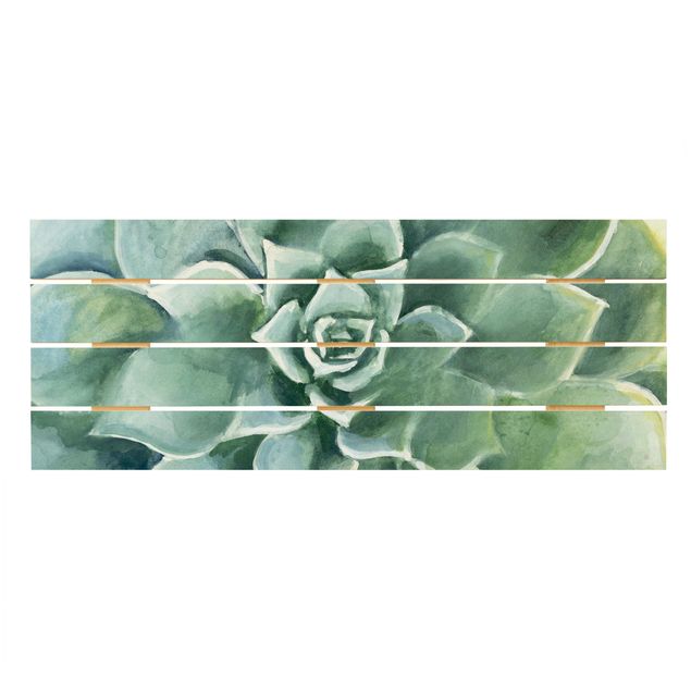 Wood prints Succulent Plant Watercolour Dark