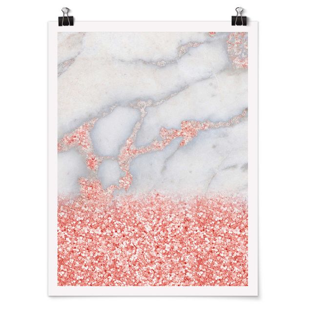 Prints abstract Marble Look With Pink Confetti