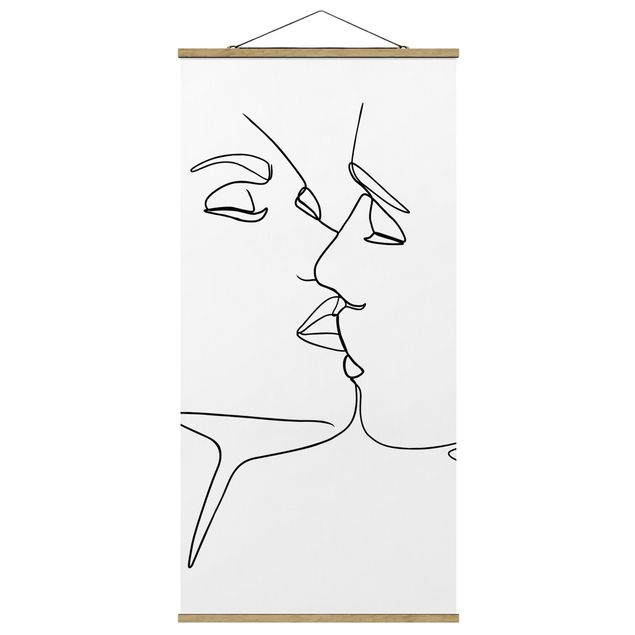 Prints abstract Line Art Kiss Faces Black And White
