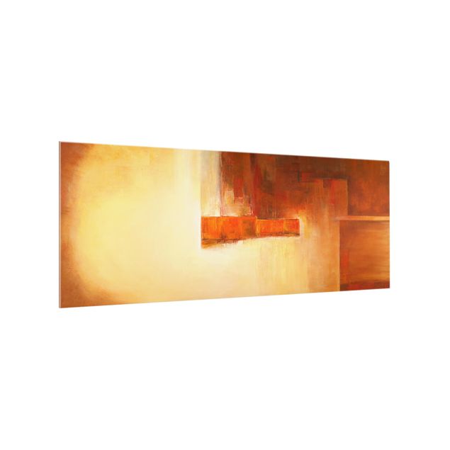 Glass splashback abstract Petra Schüßler - Balance Orange Brown