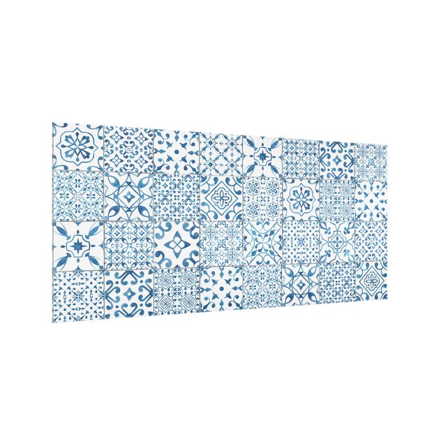 Patterned glass splashbacks Pattern Tiles Blue White