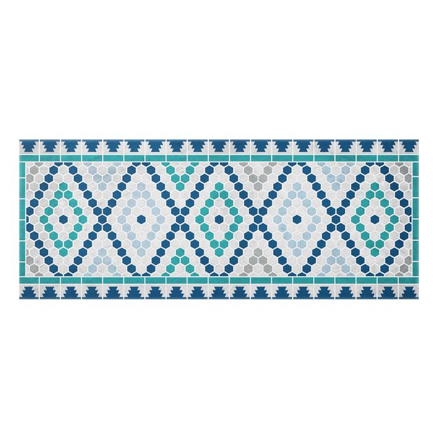 Glass splashback Moroccan tile pattern turquoise blue