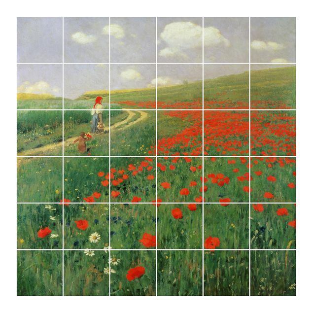 Tile films green Pál Szinyei-Merse - Summer Landscape With A Blossoming Poppy