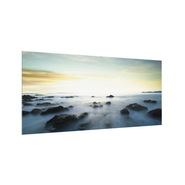 Glass splashback kitchen beach Sunset Over The Ocean