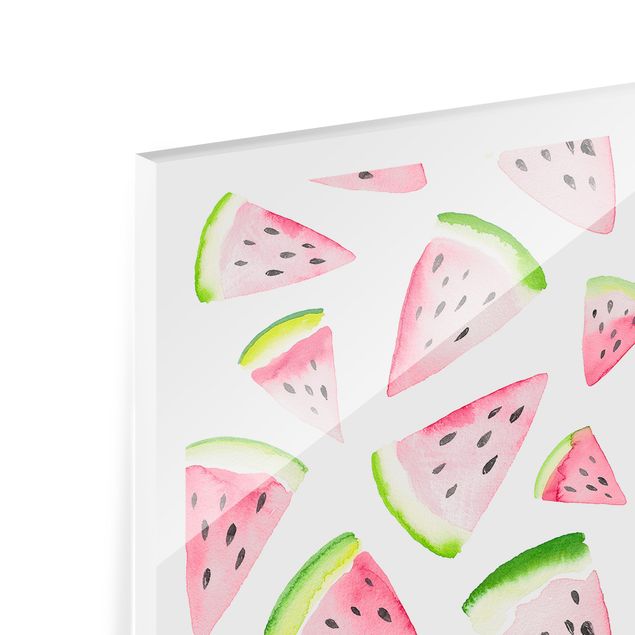 Splashback - Watercolour Melon Pieces With Frame - Square 1:1
