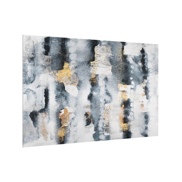 Glass art splashbacks Abstract Watercolor With Gold