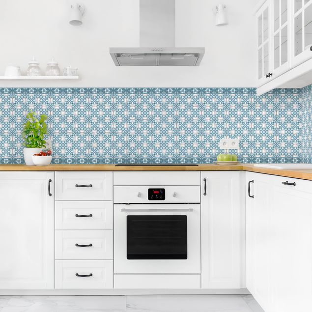 Kitchen splashback patterns Geometrical Tile Mix Hearts Blue Grey