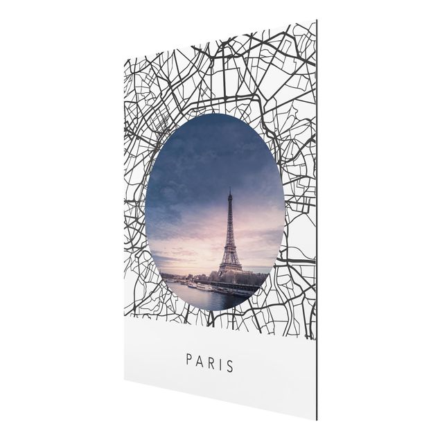 Prints maps Map Collage Paris