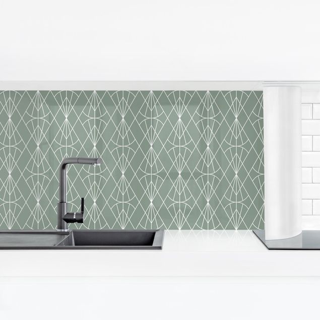 Kitchen splashback patterns Art Deco Diamond Pattern In Front Of Green XXL