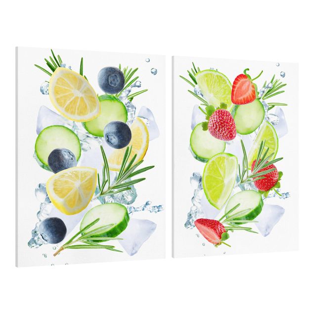 Canvas prints Berries And Citrus Ice Spash