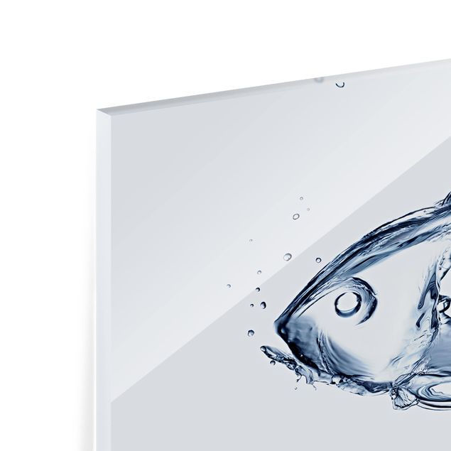 Glass Splashback - Liquid Silver Fish - Panoramic