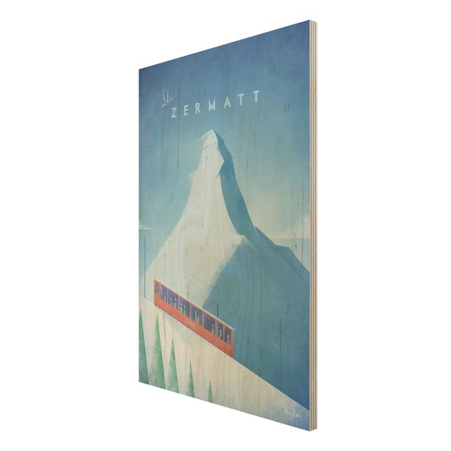 Wood prints vintage Travel Poster - Zermatt