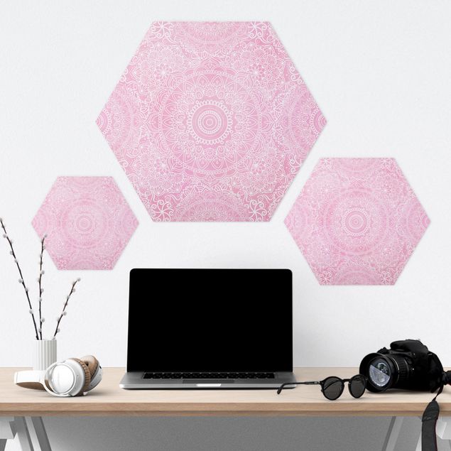 Hexagon photo prints Pattern Mandala Pink